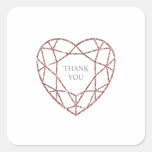 Elégant coeur rose or merci autocollant (Devant)
