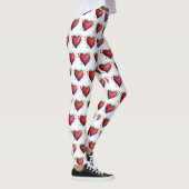 Elégant coeur rouge aquarelle Leggings personnalis (Droite)