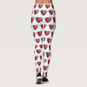 Elégant coeur rouge aquarelle Leggings personnalis (Dos)