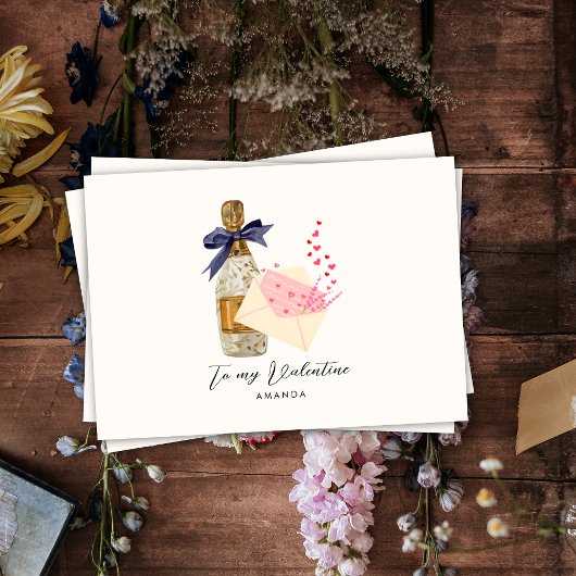 Elégant Coeurs Modernes Carte Champagne valentine