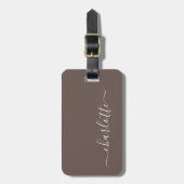 Elegant Coffee Brown Script Name Persoonlijk Bagagelabel (Voorkant verticaal)