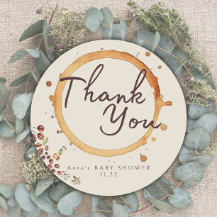 Elegant Coffee Theme Baby shower Ronde Sticker