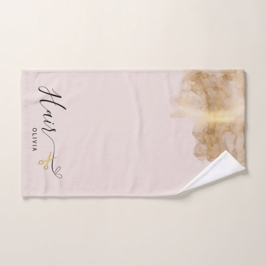Elégant Coiffeur Ciseaux Or Coiffeur rose (Serviette à main)