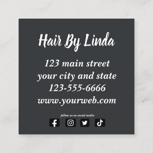 Élégant coiffeur floral carte de visite de code QR (Dos)