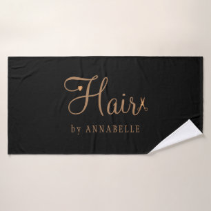 Elégant coiffeur personnalisé styliste nom or noir