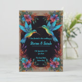 Élégant colibri et Faire-part de mariage floral (Debout devant)