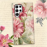 Élégant collage floral Vintage<br><div class="desc">Style artistique et élégant à la française rose et floral roux avec écriture antique et arrière - plan parchemin beige.</div>