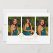 Elegant Collage Lace Romantic 3 Photos Graduation Kaart (Voorkant)