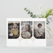 Elegant Collage Lace Then & Now 3 Photos Wedding Save The Date (Staand voorkant)