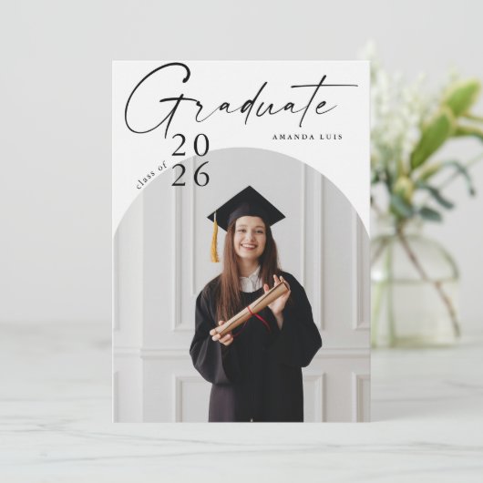 Élégant Collage Multiphoto Invitation de graduatio (Debout devant)