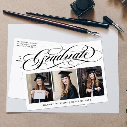 Elégant Collage Photo Graduation Party Invitation