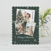 Elégant Collage photo verte Joyeuse carte de Noël (Debout devant)