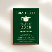Elegant College Green Graduation Faire-part d'huil