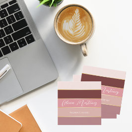 Elegant Color Stripes Personalized Business Card Vierkante Visitekaartje