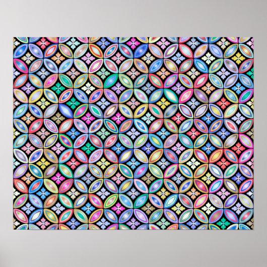 Elegant Colorful Abstract Glas in lood Patroon Poster (Voorkant)