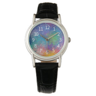 Elegant Colorful Acryly Abstract Grunge Artwork Horloge
