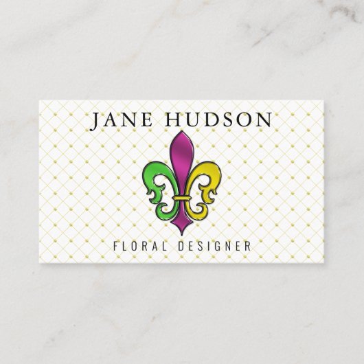 Elegant Colorful Fleur de Lis Design Visitekaartje (Voorkant)