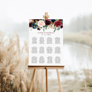 Elegant Colorful Floral Wedding Seating Chart Poster
