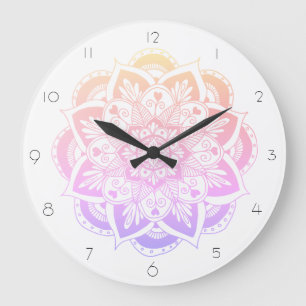Elegant Colorful Pastel Mandala Flower Grote Klok