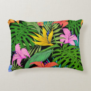 Elegant Colorful Summer Tropical Floral Leaves   Accent Kussen
