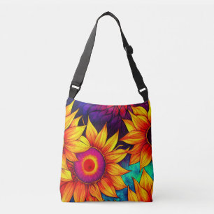 Elegant Colorful Sunflower Flower Power Artwork   Crossbody Tas