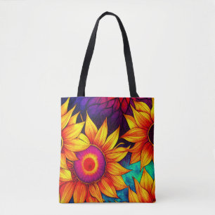 Elegant Colorful Sunflower Flower Power Artwork Draagtas