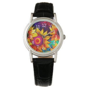 Elegant Colorful Sunflower Flower Power Artwork Horloge