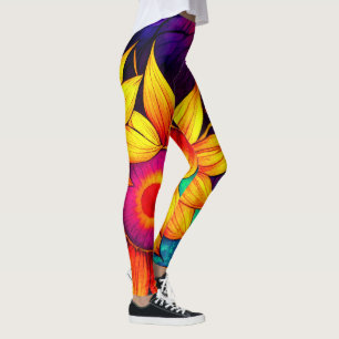 Elegant Colorful Sunflower Flower Power Artwork   Leggings