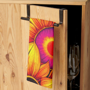 Elegant Colorful Sunflower Flower Power Artwork   Theedoek