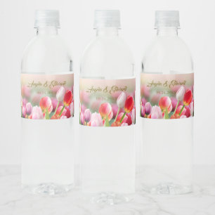 Elegant Colorful Tulip Florals Wedding Waterfles Etiket