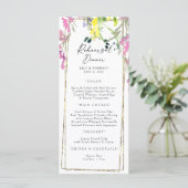 Elegant Colorful Wildflower Rehearsal Dinner Menu (Staand voorkant)
