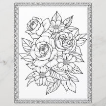 Élégant coloriage floral page papier de papier de 