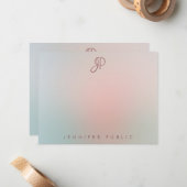 Elegant Colors Script Monogramed Modern Simple Notitiekaartje (Voorkant / Achterkant in situ)