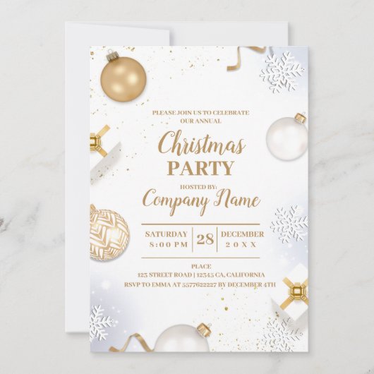 Elegant Company Cocktail Kerstparty Kaart (Voorkant)