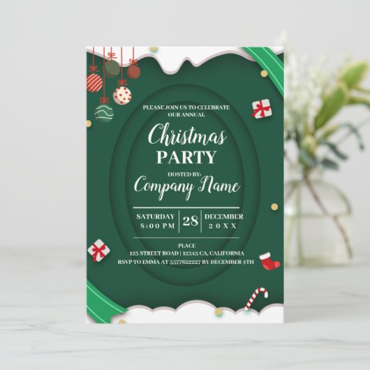 Elegant Company Kerstparty Kaart (Staand voorkant)