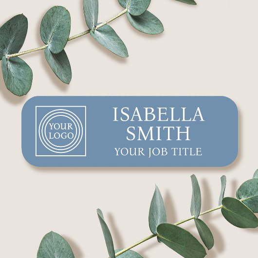 Elegant Company Logo Staff Name Tag Badges Blue
