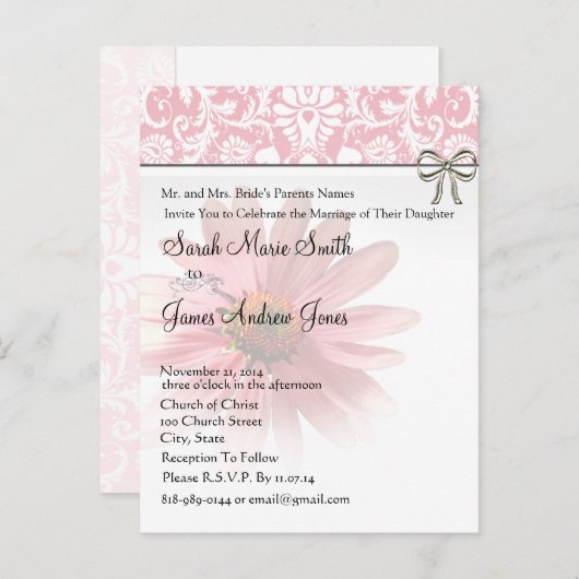 Elégant ConeFlowerWedding Invitation (Devant / Derrière)