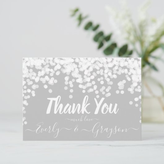 Elégant Confetti Fairy Lights gris Merci blanc (Debout devant)