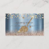 Elegant Confetti Glitter Blue Visitekaartje (Voorkant)