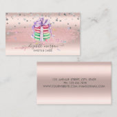 Elegant Confetti, Glitter Brush Stroke, Macarons Visitekaartje (Voorkant / Achterkant)