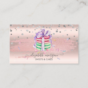 Elegant Confetti, Glitter Brush Stroke, Macarons Visitekaartje