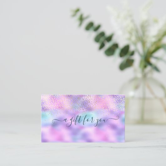 Elegant Confetti Ombre Holographic Iridescent Kortingskaartje (Staand voorkant)