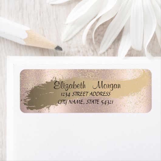 Elegant Confetti, penseelstreek, Roos Gold Etiket (Insitu)