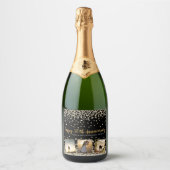 Elegant Confetti Photo Collage 50e Jubileum Sparkling Wijnetiket (Voorkant)