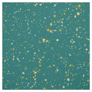 Elegant Confetti Space - Blauwgroen groen & goud,  Stof