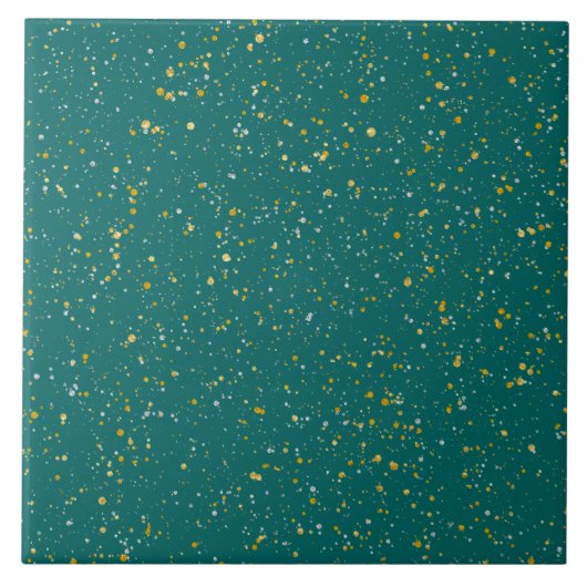 Elegant Confetti Space - Blauwgroen groen & goud, Tegeltje (Voorkant)