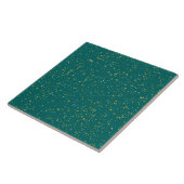 Elegant Confetti Space - Blauwgroen groen & goud, Tegeltje (Zijkant)
