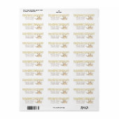 Élégant, Confettis Dorés, Étiquette d'Adresse Fleu (Feuille entière)