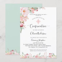 Elegant Confirmation Roos Gold, Mint Floral, Verse
