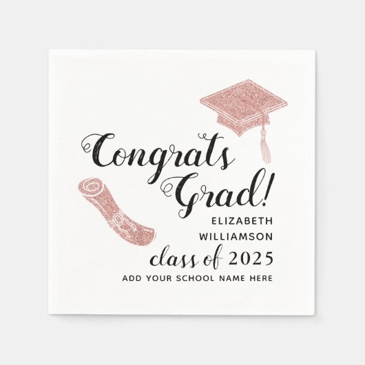 Elegant Congrats Afstudeerder Klasse van 2025 Afst Servet (Voorkant)